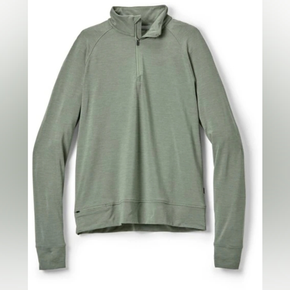 REI Co-op Active Pursuits Long Sleeve Quarter Zip Pullover Stone Green Sz Small